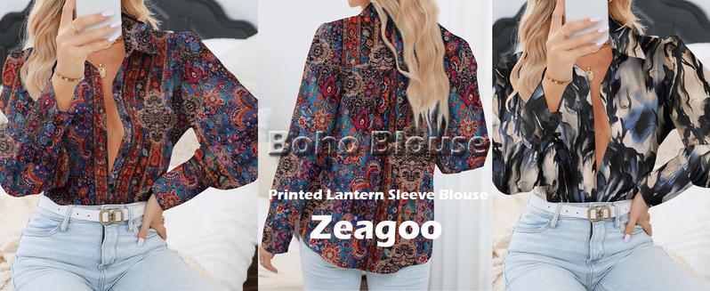 Womens Shirts Button Down Printed Lantern Long Sleeve Blouse Fashion Casual Tops cherry betty clothing leopard blazer western shirts for women dress shirts for women trendy leopard blouse