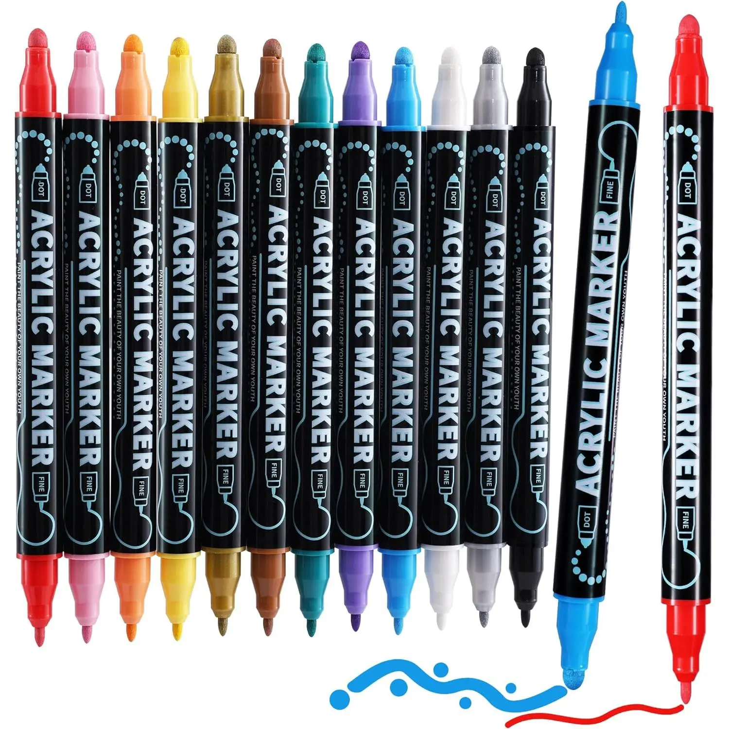 12 Colors Dot & Fine  Tip   Markers Pens