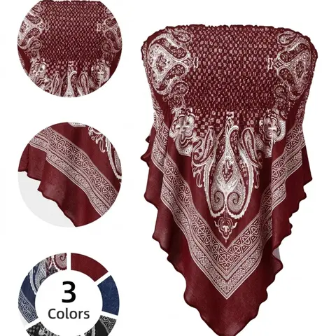 Women Boho Paisley Print Strapless Backless Tube Top, Asymmetric Hem Casual Blouse, Stretchy Polyester Spandex Fabric, Figure‑Flattering Vacation Beach Holiday Travel Going‑Out Top