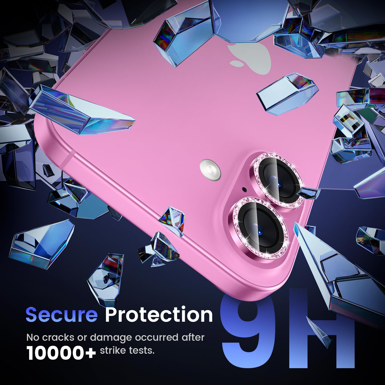 Camera Lens Protector Bling Compatible for iPhone 16 /iPhone 17 /iPhone 16 Plus , Protective 9H Tempered Glass Camera Cover Screen Protector Metal Ring Decoration Accessories