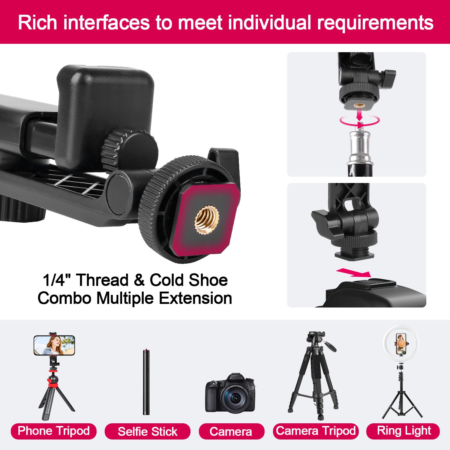 Phone holder with Cold Shoe Mount, Camera Hot Shoe UniversalCell Adapter Support Free AdjustmentJoints,Phone Tripod Mount for iphone17 Pro/MAX,for Samsung Galaxy and Other Phones Accessories Smartphone(Android Cellphone)#Easter Day