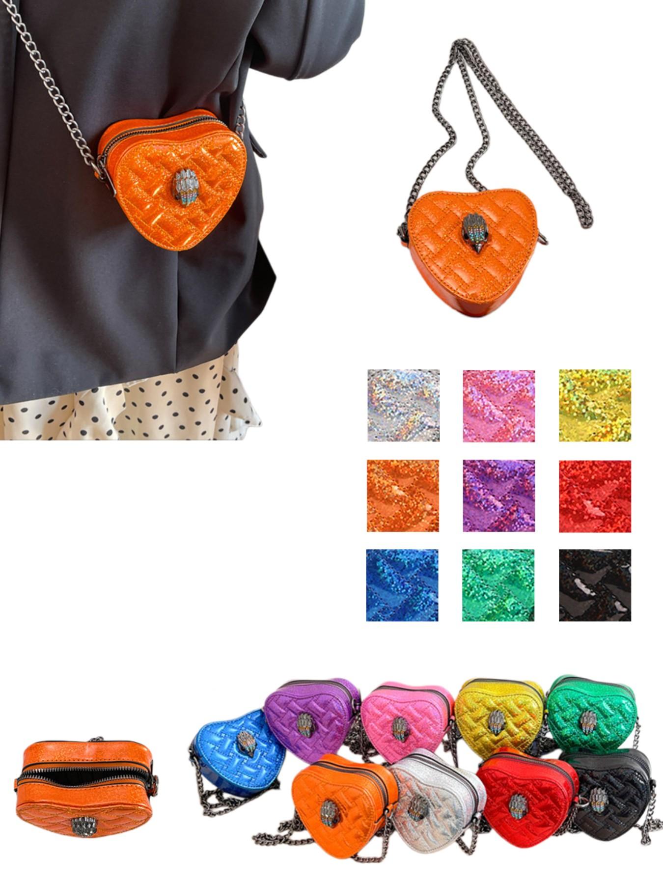 Fashion Heart Mini Bag, Sparkling Trim Design, Detachable Chain Decor, Ideal for Girls' Night Out, Stylish Evening Accessory