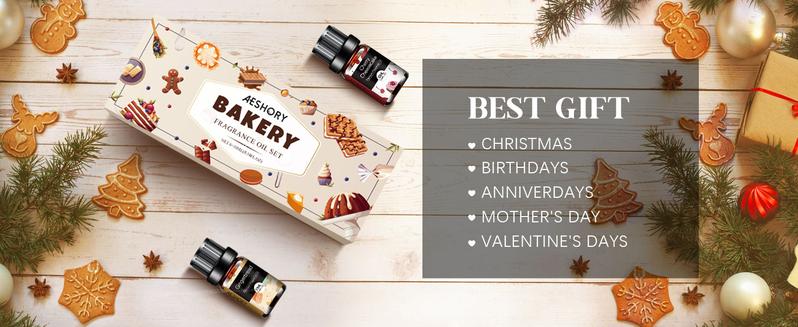 Bakery Essential Oils Set - Fragrance Oil for Diffusers for Home, Candle Making - Pumpkin Pie, Coffee Cake, Gingerbread, Cherry Cheesecake Aromatherapy Scented Oils (6x10ML) Bath Chocolate