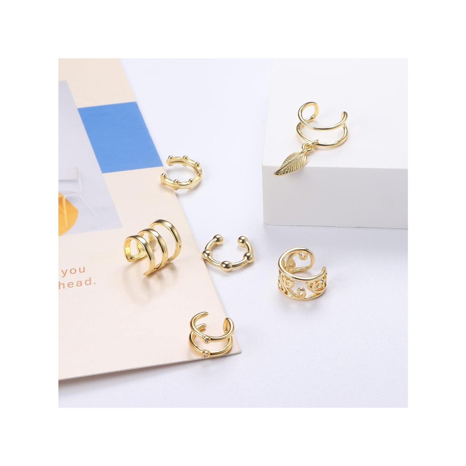 20PCS Ear Cuff for Women Non-Piercing Clip On Cartilage Helix Wrap Earrings Snake Flower Feather Adjustable Ear Clip Fake Cartilage Earring