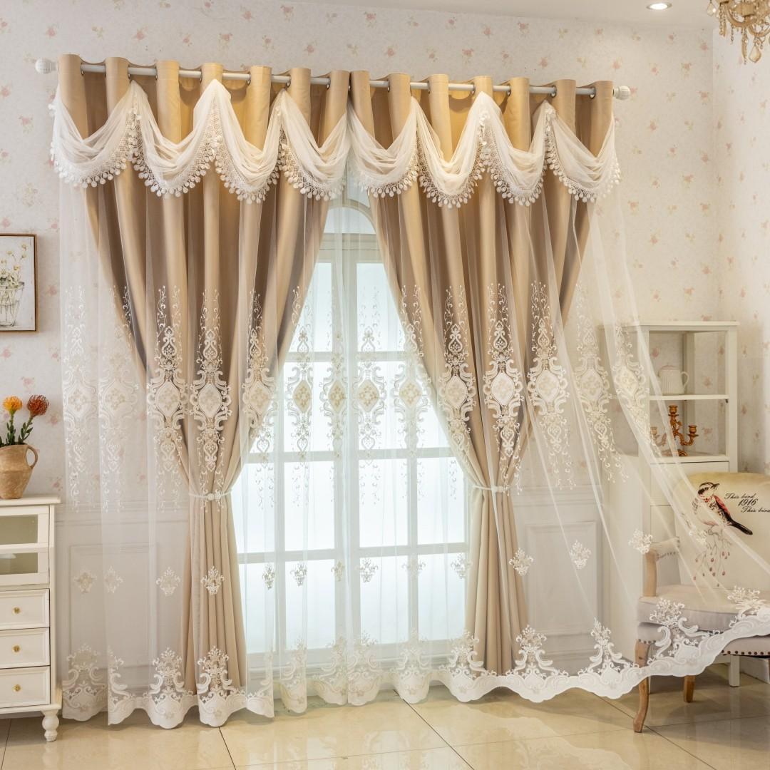 1pc Luxury Double-Layer Blackout Jacquard Curtain, Thermal Insulation Noise Reduction, Cozy Decor for Bedroom Living Room Floor-To-Ceiling Window