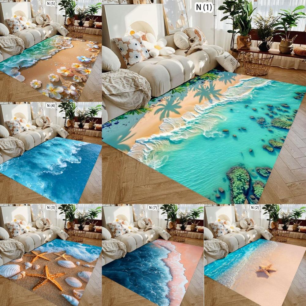 2D Beach Starfish Flannel Area Rug - Realistic Ocean Sandy Shore Print Soft Mat for Living Room & Bedroom, Non-Slip Coastal Home Decor #BeachStarfishRug #OceanSandyMat #CoastalHomeDecor #2DSeasideCarpet #NonSlipFlannelRug