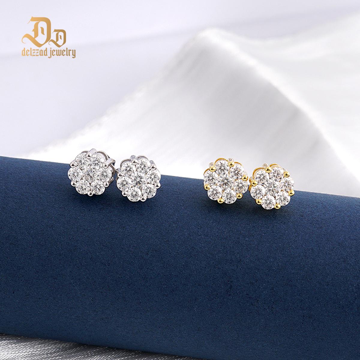 Delzzad Bling Flower Cluster Earrings D Color Synthetic Moissanite S925 Stud Unisex Earrings Perfect for Any Occasion & Everyday Wear Birthday Anniversary Mother's Day Christmas Gifts for Men Women