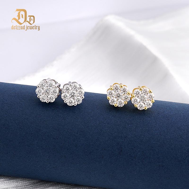 Delzzad Bling Flower Cluster Earrings D Color Synthetic Moissanite S925 Stud Unisex Earrings Perfect for Any Occasion & Everyday Wear Birthday Anniversary Mother's Day Christmas Gifts for Men Women