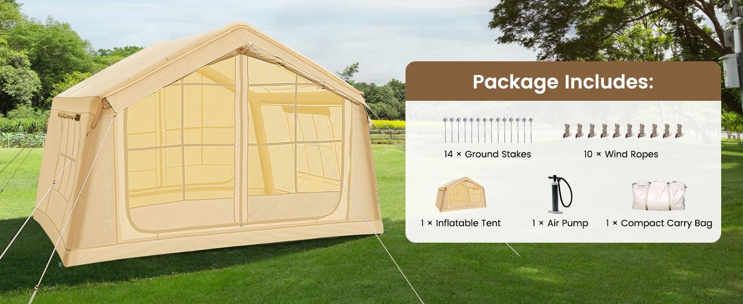 Lilypelle 2/6/8 Person Inflatable Camping Tent, Easy Setup Blow Up Air Tent with Hand Pump, Waterproof 4-Season Glamping Tent with Large Mesh Windows for Couples, Group & Family Lilypelle 2/6/8 Person Inflatable Camping Tent, Easy Setup Blow Up Air Tent with Hand Pump, Waterproof 4-Season Glamping Tent with Large Mesh Windows for Couples, Group & Family