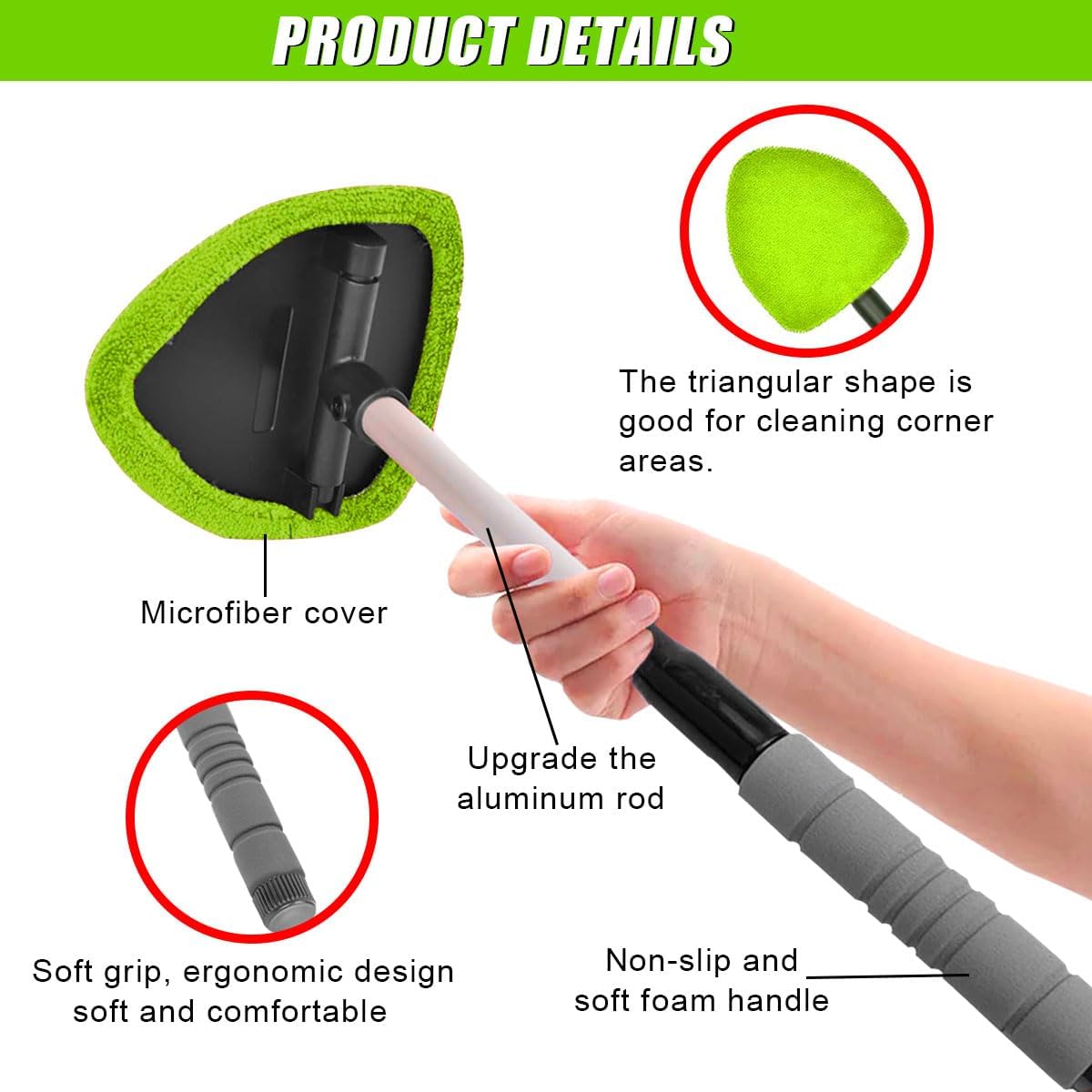 9PCS Car Window Cleaner Kit Extendable Handle Windshield Cleaning Tool with 6 Reusable Microfiber Pads with Air Vent Brush & Empty Spray Bottle 9PCS Car Window Cleaner Kit Extendable Handle Windshield Cleaning Tool with 6 Reusable Microfiber Pads with Air Vent Brush & Empty Spray Bottle