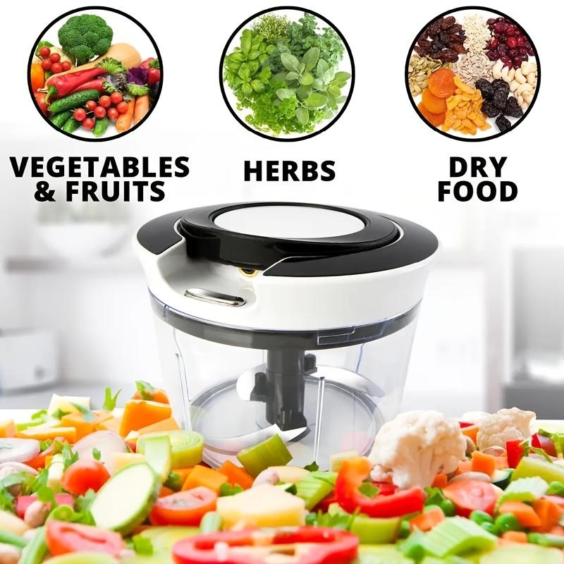 Portable Hand Pull String Onion & Garlic Mincer, Durable Blade Meat Slicer, Multifunctional Vegetable and Fruit Chopper Dicer, Carrot Cutter, Large Capacity Manual Food Processor Machine, Kitchen Accessories