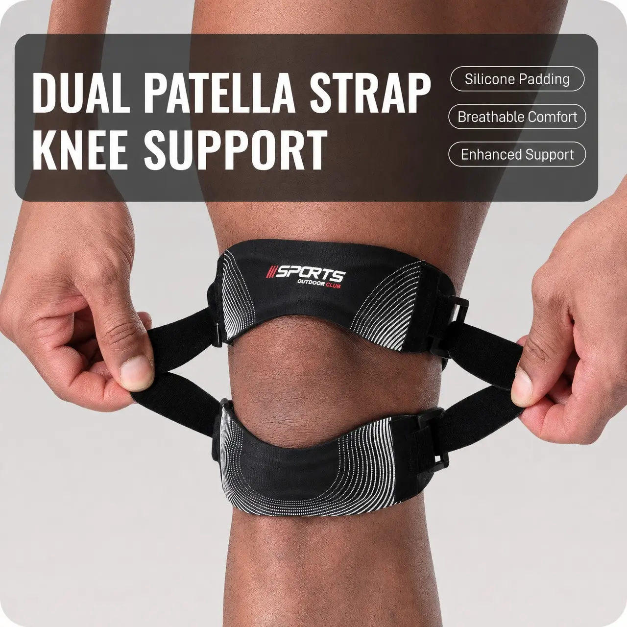 Adjustable Silicone Patellar Knee Brace, Non-Slip Knee Strap for Men and Women, Ideal for Running, Basketball, Gym Exercises