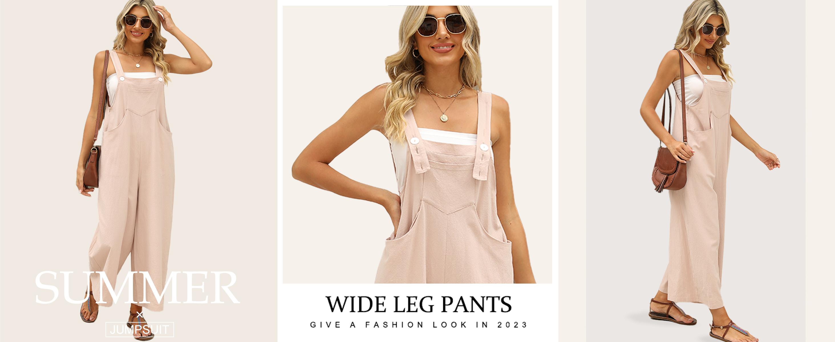 Naeduo Women's Summer Cotton Linen Bib Overalls Baggy Sleeveless Adjustable Wide Leg One Piece Jumpsuits