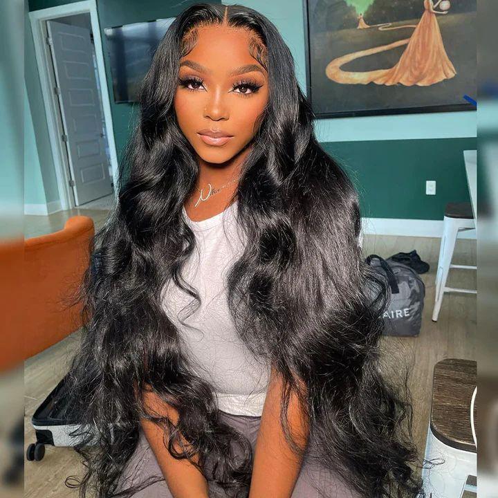 BABOSHOW Body Wave Lace Front Wigs Human Hair 180 Density Pre Plucked 13X6 Transparent HD Lace Frontal Wigs Natural Black Wigs Human Hair Wigs For Women With Baby Hair