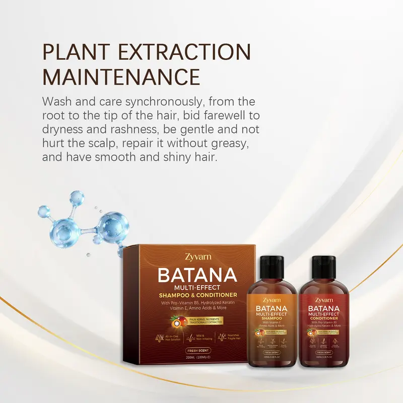 Shower Set - Batana Oil Shampoo & Conditioner - 8 in 1 Organic Hair & Scalp Care Nourishing Scalp Set - Hair Growth, Moisturizing, Anti Frizz, Strengthening- Repair Shampoo Conditioner Hair Care Products (2 x 100 mL)