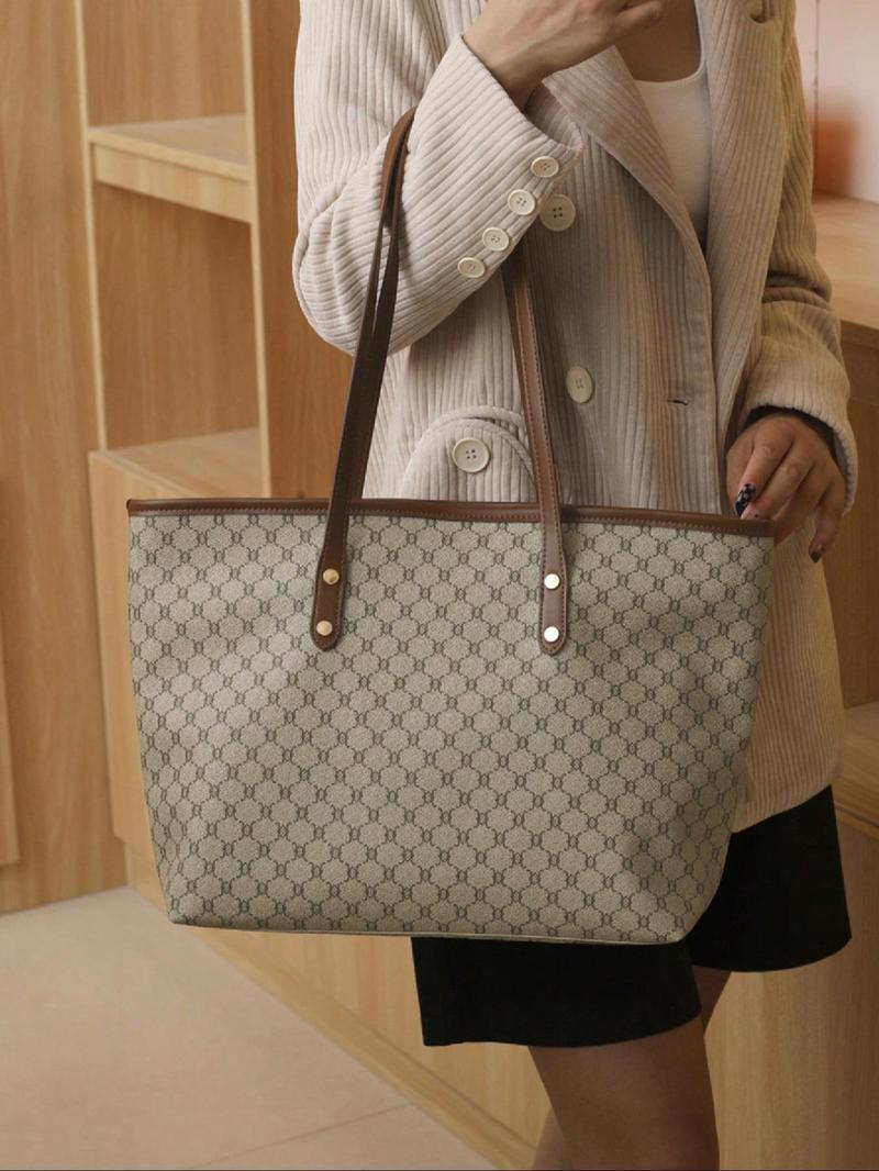 Fashionable Large Capacity Shoulder Bag, Casual Versatile Tote Bag for Women, Trendy All-match Commuter Bag for Daily Used, Handbag Shoulder Bag, Fashionable Patterned Bag