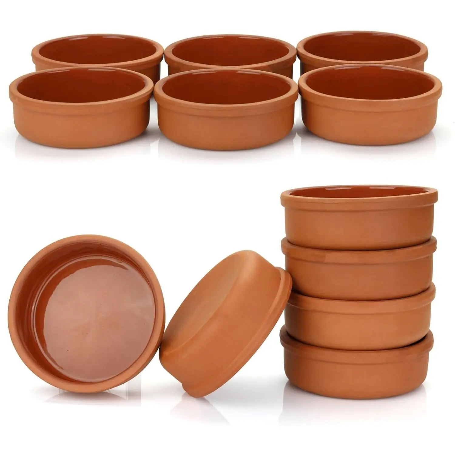 Areste 12-Piece Mexican Clay Cookware Set, Terracotta Cooking Pots, Bowls, Plates & Serving Dishes, Premium Spanish Earthenware for Baking, Yogurt, Kheer, Meat, Vegetables, Turkish Cuisine, Cazuelas Cocina Mexicana