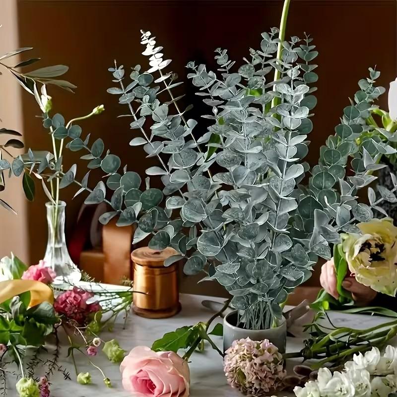 60pcs Artificial Eucalyptus Stems, Fake Eucalyptus Leaves, No Maintenance, Outdoor Home Decor, Wedding Bouquets, Vase Fillers, DIY Wreaths, Party Centerpieces