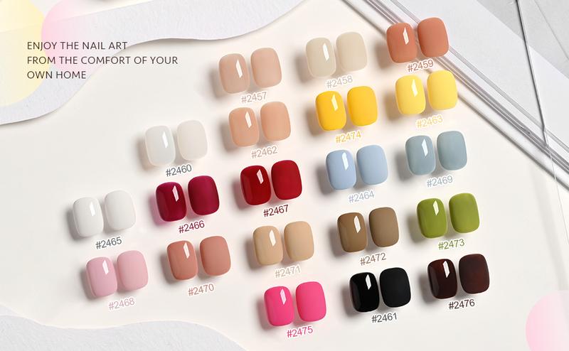 GAOY 23 Pcs Gel Nail Polish Kit, Red Blue Green Jelly Colors All Seasons Gel Nail Polish Set with Glossy & Matte Top Coat and Base Coat for Nail Art Home DIY Gel Nail Kit