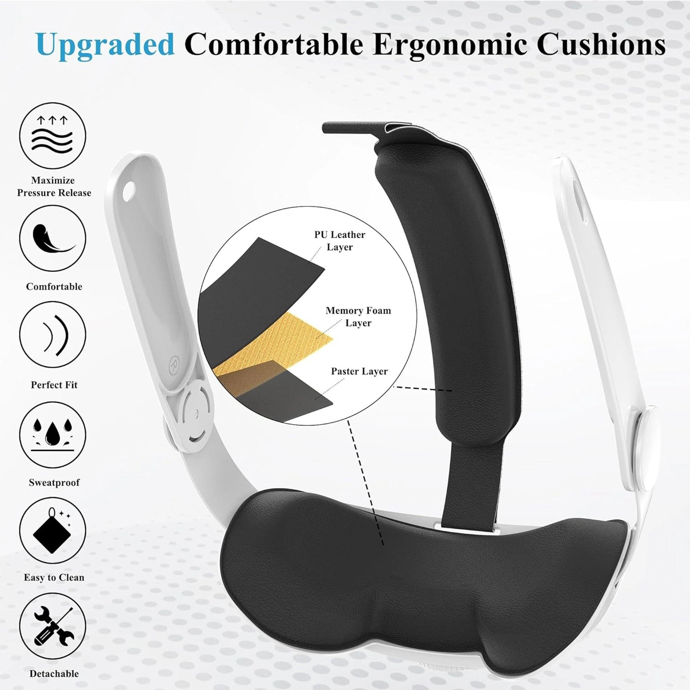 Compatible with Meta Quest 3/Quest 3S adjustable headband, Oculus Quest 3/Quest 3S adjustable comfort headband, Meta Quest 3/Quest 3S enhanced support and lightweight design VR accessories, replacing the elite band