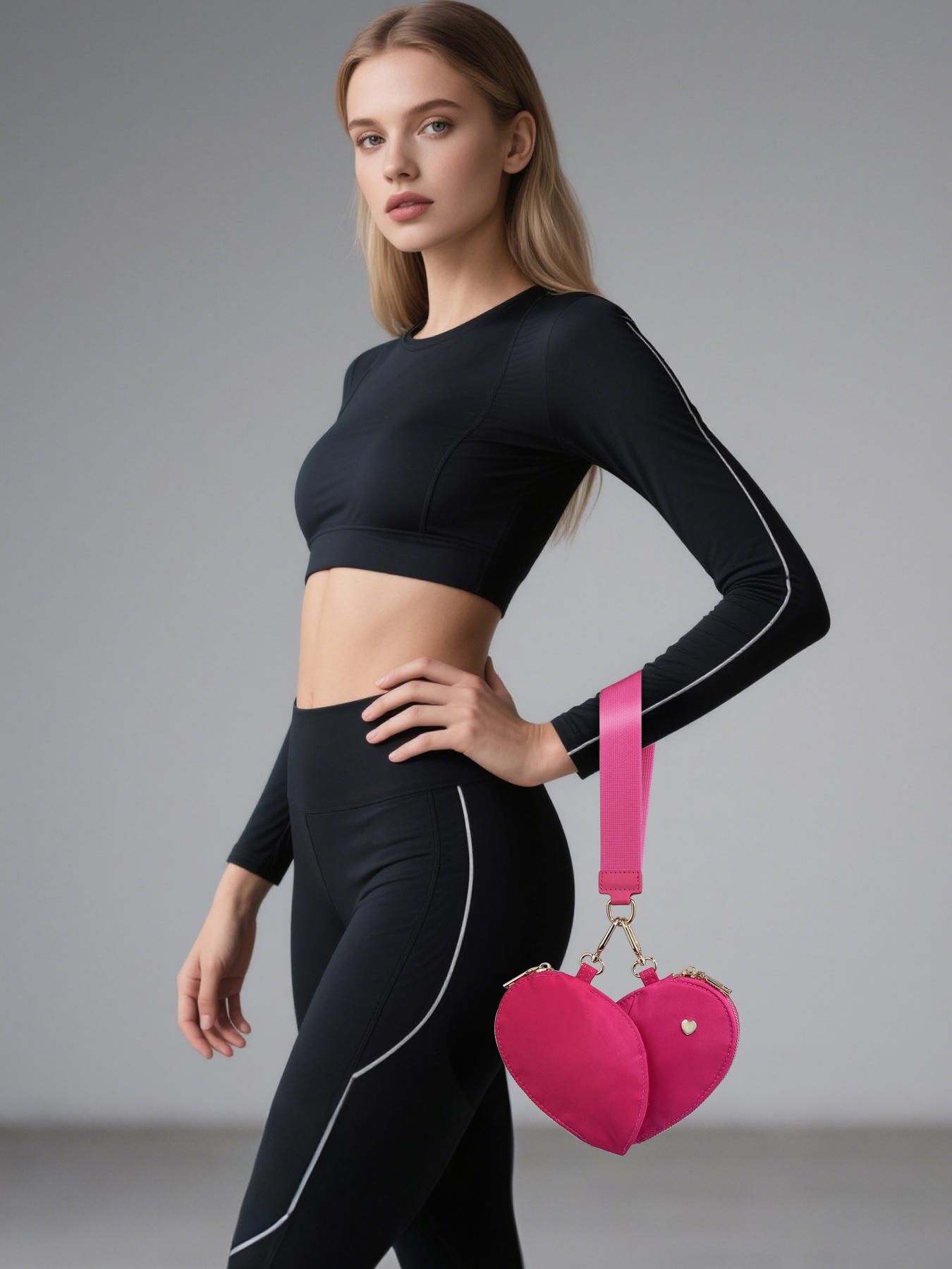 Women's Heart Dual Pouch Wristlet, Small Stylish Keychain Wristlet Strap, Mini Detachable Keychain Wallet, Portable Coin Purse for All Occasions