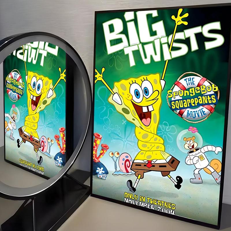 Cartoon S-SpongeBob S-SquarePants Poster Waterproof HD Wall Sticker | Self-Adhesive Decorative Art Poster | Fade-Resistant Scratch-Proof for Long-Term Use | Easy to Apply and Clean | for Home Office Bedroom Living Room Kitchen Decor | Gift Idea
