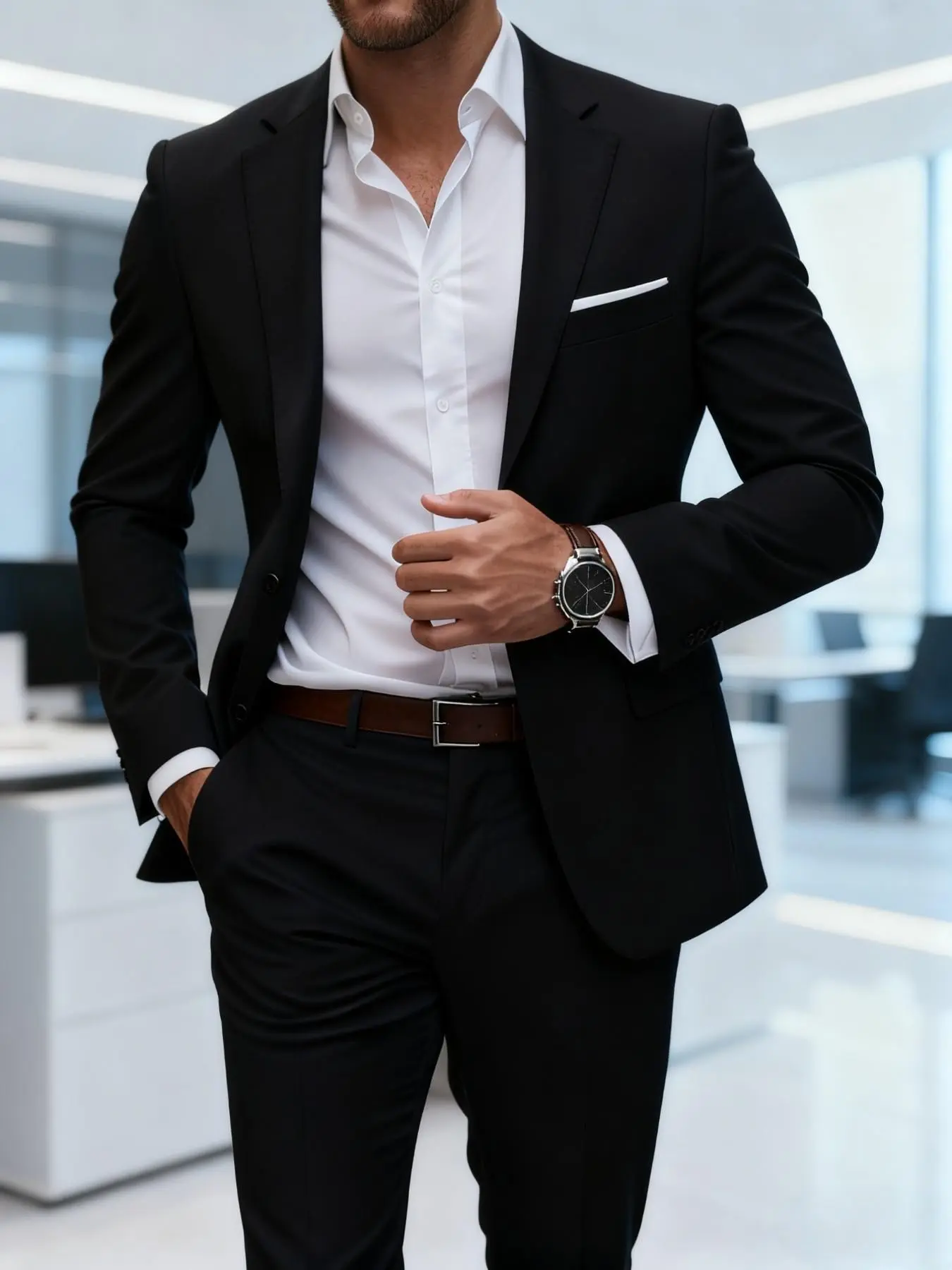 Men's 2-Piece Suit Set, Casual Business Blazer & Pants, Long Sleeve Fitted, Tailored Fit, All Seasons, Perfect for Office, Parties, Gifts
