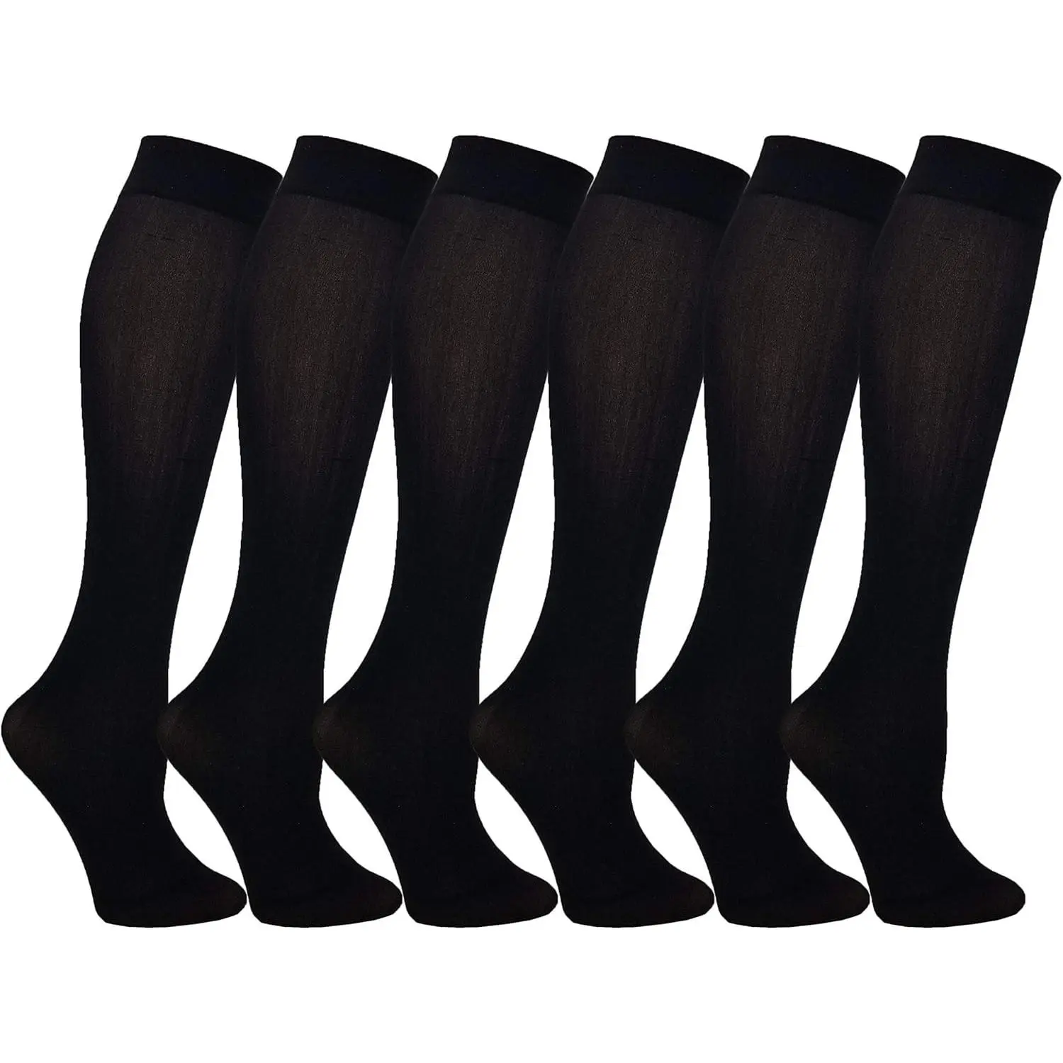 Women's Queen Size Trouser Socks 6 Pairs Extra Stretchy Opaque Knee High Wide Calf Nylon Spandex Dress SocksGift