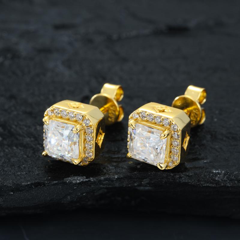 【#E544】Three Sizes Iced Out Stud Earrings UCCIYO Synthetic Moissanite Earrings For Women 925 Sterling Silver Stud Earring Men Hip Hop Jewelry Couple Gift