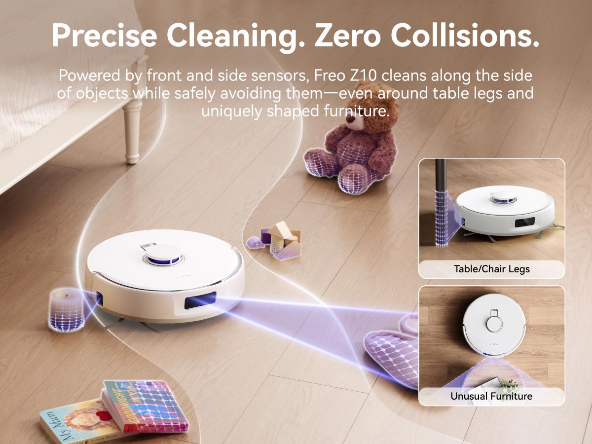 NARWAL Freo Z10 Robot Vacuum and Mop Combo, Tangle Free Robot Mop, 15,000Pa Suction, Adapts to Hard-to-Reach Areas, Self-Emptying, Mop Washing & Drying, Obstacle Avoidance, for Pet Hair & Hard Floor
