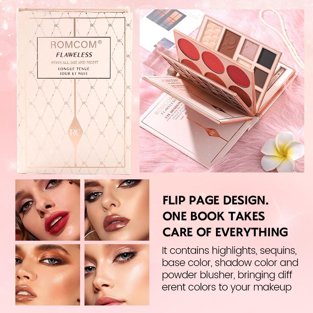 Book Style Makeup Palette Set, Eyeshadow Blush Highlight & Liquid Lipsticks, Portable Full Face Cosmetic Kit, Ideal Gift for Ladies, Makeup Sets