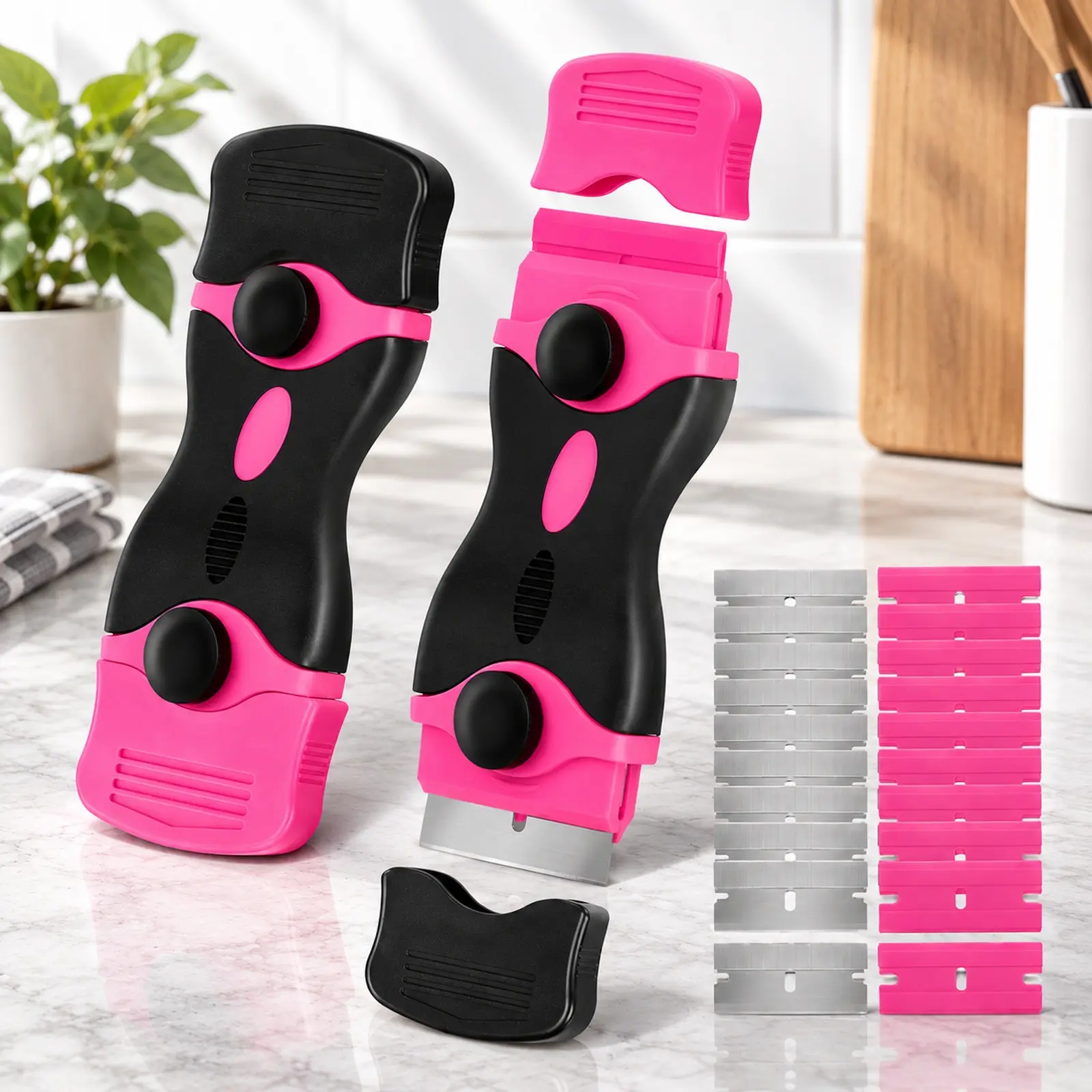 2-in-1 scraper tool set with 20 blades, Glass cleaning scraper, glass stovetop scraper, oven door scraper, scraper, for removing window labels.