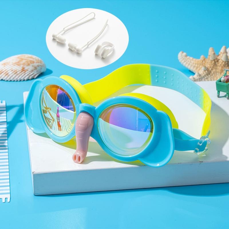 Swimming Goggles with Nose Clip & Earplugs, Waterproof Anti-fog HD Swimming Goggles, Swimming Equipment for Pool Beach Summer