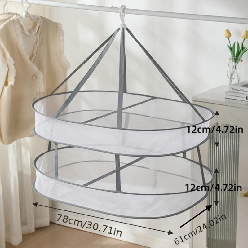 Large Wind-Resistant Laundry Basket, Foldable Flat Lay Drying Net, Clothes Rack, Single Pack, Ideal for Sweaters and Clothing