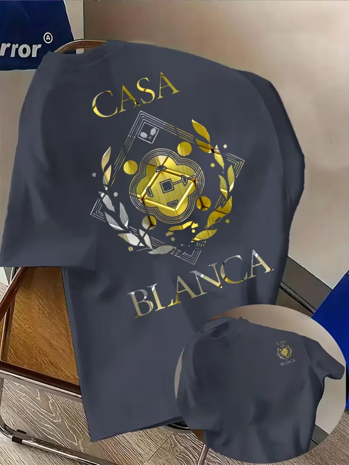 Men's Fashion T-Shirt Casablanca Print, Breathable Sweat-Wicking, Gym Travel Casual, Lightweight Summer Shirt, All-Season Daily Wear