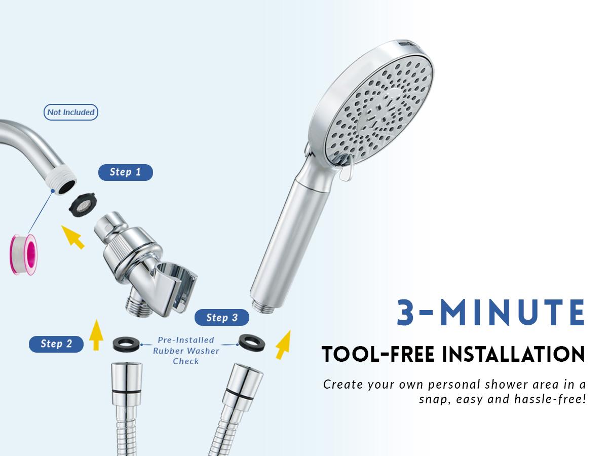 Ryamen Filtered Shower Head with Handheld，High Pressure 9 Spray Mode Showerhead with Hose,Bracket and Minerals Stones Replacement Filters for Hard Water,Anti-clog & Powerful to Clean, Rdrm9040MB