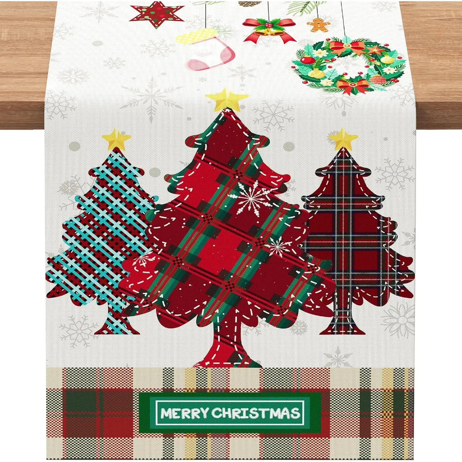 13x72 Inch Christmas Table Runner, Merry Christmas Table Decorations for Kitchen Dinning, Seasonal Winter Christmas Decorations Indoor for  Party