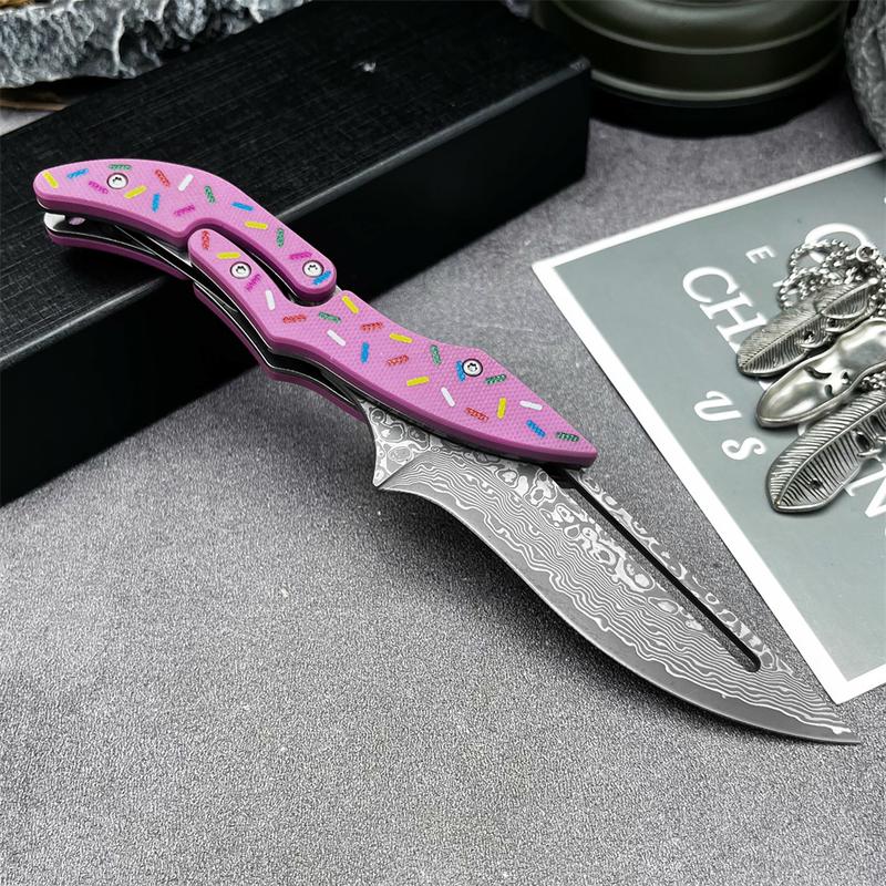 High Craftsmanship Special Folding Knife, Damascus Steel Blade, G10 Handle, Outdoor Multi-Functional Wear-Resistant Tool, Folding Multitool