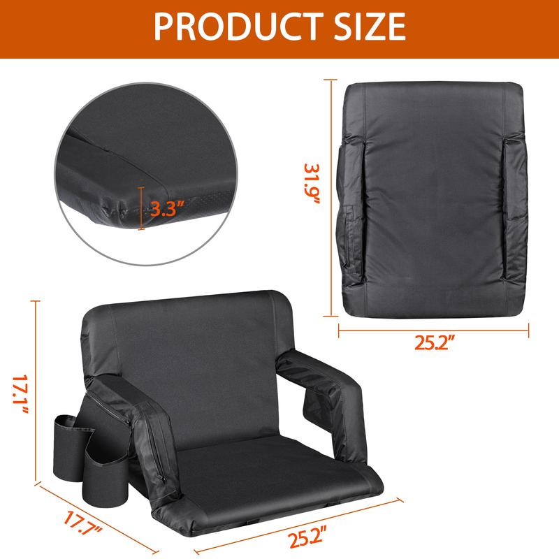 SEGAWE 25-in Heated Stadium Seats for Bleachers with Back Support & Wide Cushion Portable Bleacher Seat Foldable Stadium Chair