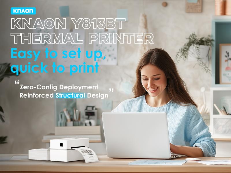 KNAON Thermal Shipping Label Printer BLuetooth Wireless Printer 4x6 for Small Business & Package,Compatible with USPS, Amazon, Shopify, iOS/Android/Windows/Mac