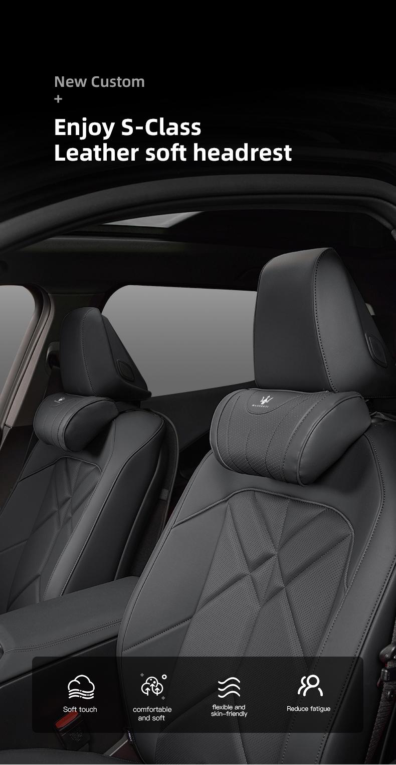 Car Headrest Neck Support Seat Lumbar Cushion Neck Pillow For Maserati Quattroporte GranTurismo MC20 Levante Ghibli Grecale President GranCabrio Coupe Spyder