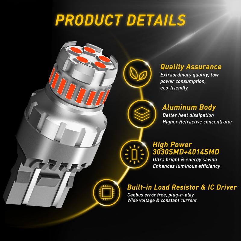 AUXITO LED Strobe Brake Lights Bulbs Red, Flashing Strobe Blinking LED Tail Light Bulbs for 7440/7443 T20 W21W 7441 7444 7443R,300% Brighter canbus ready plug and play LED stop blubs,T25 3156/3157   1157/2357 Tail Lights Brake Lights