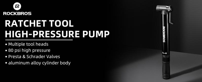 ROCKBROS Mini Bike Pump Presta Schrader 80PSI Portable Bicycle Tire Pump with Multitool,Bike Tool Kit Aluminum Alloy Frame Pump for Road & MTB Bike