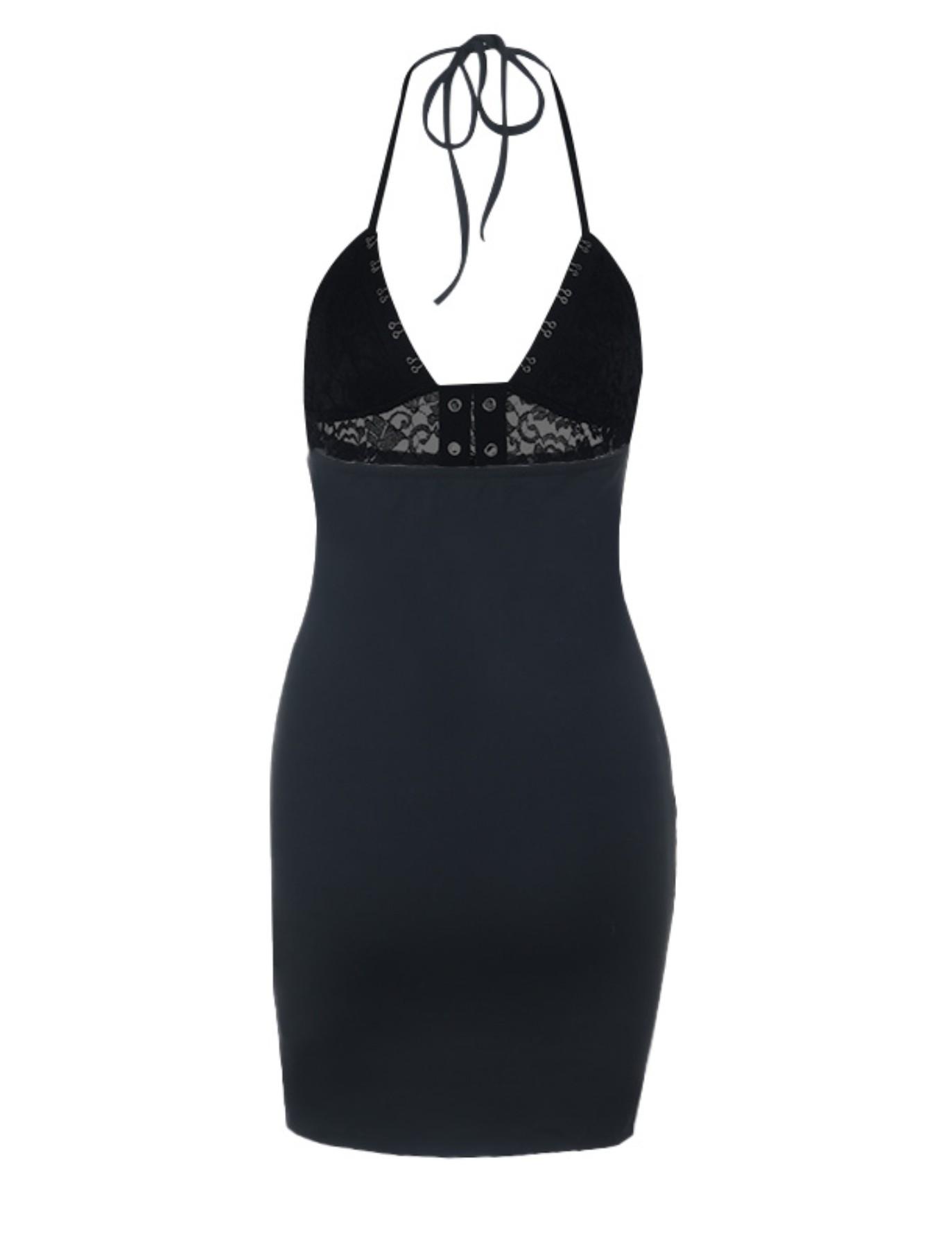 Lace Patchwork Dress, Sexy Slim-Fitting Design, Plain Pattern, Perfect for Stylish, Ca Prop 65 Compliant, No Hazzard