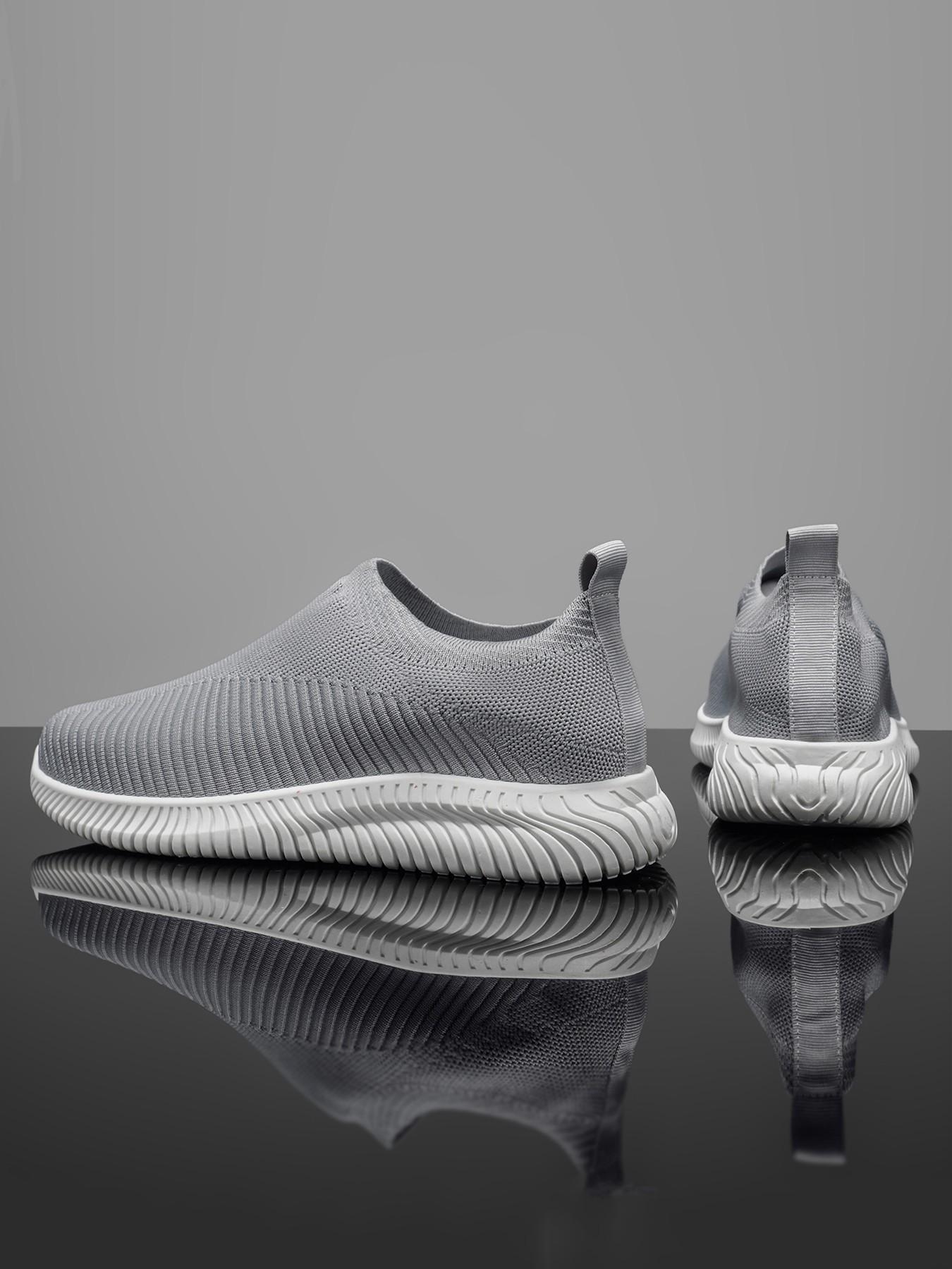 Men's One-Step Slip-On Lazy Shoes, Sporty Casual Sneakers, Textile Upper PVC Durable Sole, Skateboard Shoes, Home Office Outdoor Running