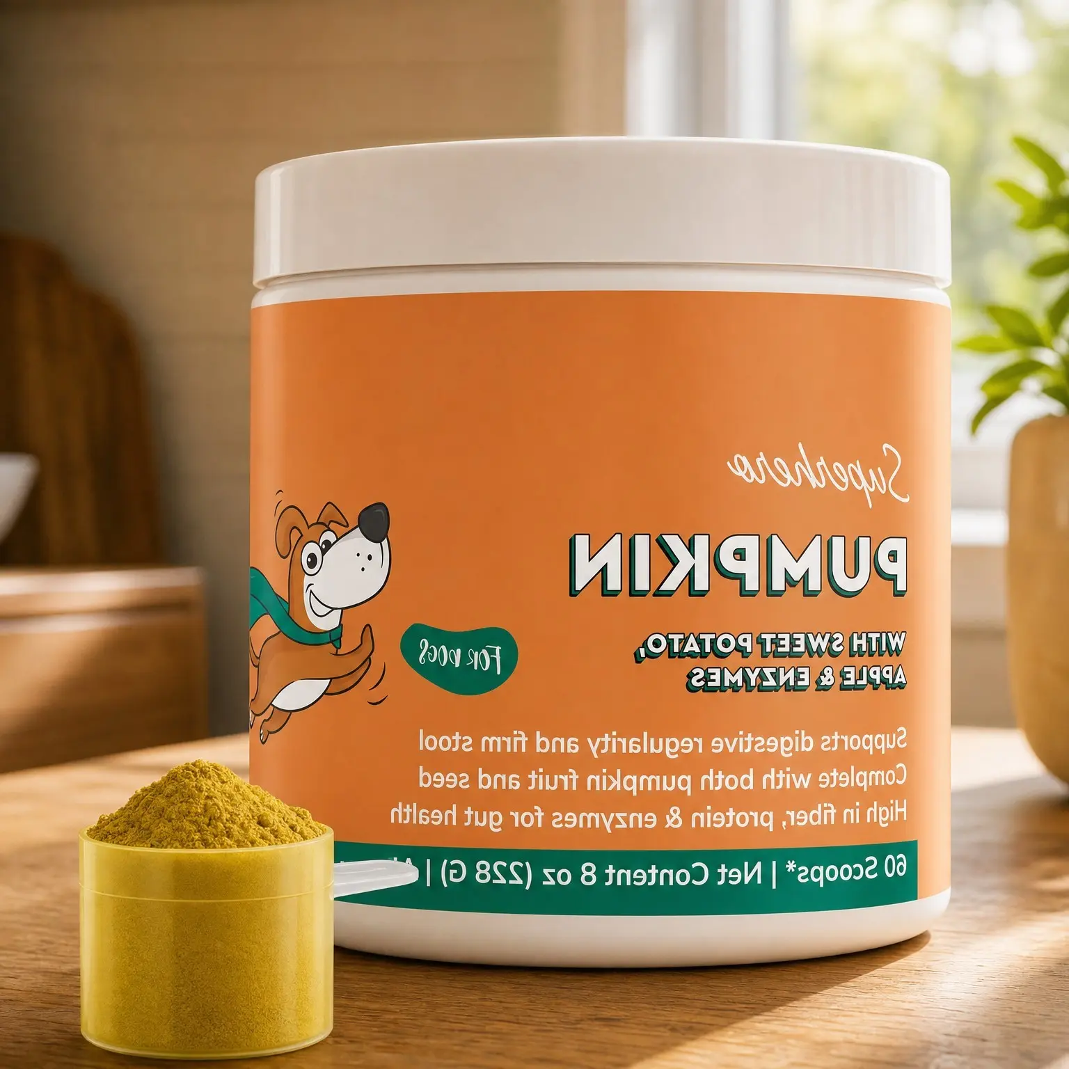 Organic Pumpkin for Dogs with Apple, Sweet Potato & Enzymes – Supports Digestion, Stool & Gut Health – Use as Fiber Topper or Mix with Water for Pumpkin PureeGift