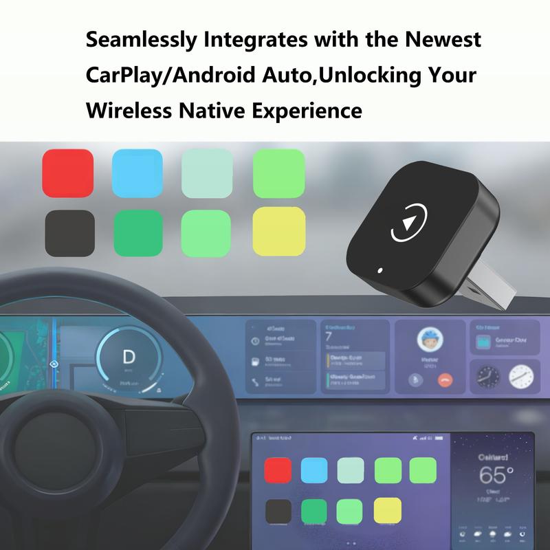 2026 New Upgrade Dual-Mode Wireless Carplay & Android Auto Adapter, Plug-And-Play, Fast Automatic Connection, Compact Design, USB/USB-C Ports ()
