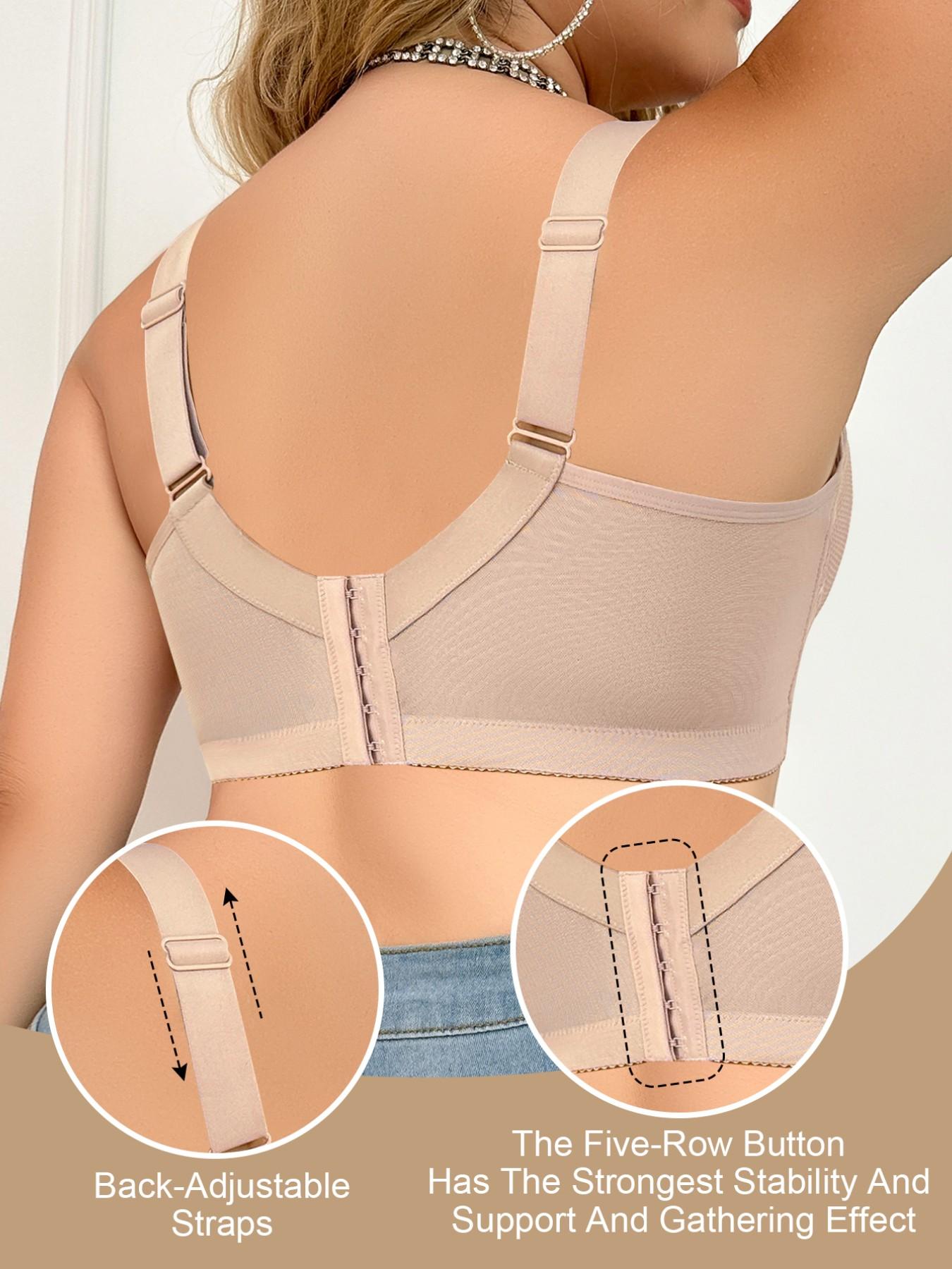 2PCS Plus Size Lace Push-Up Bra Set - Underwire Support Anti-Sagging, Wide Straps For Back Bulge Smoothing, Side Panel Lifting & Shaping, Breathable Comfort, Adjustable Straps, Ideal For Everyday Wear & Special Occasions