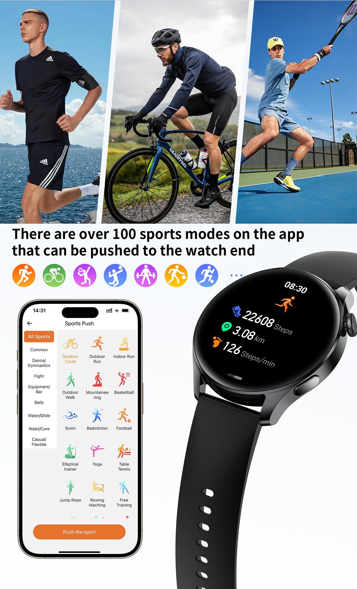 High-value smart watch, 1.53-inch touchscreen with wireless calling, over 100 sports modes and watch faces, AI voice assistant, compatible with Android and iPhone watches, fitness watch wearable device, ceramic resin strap waterproof watch.