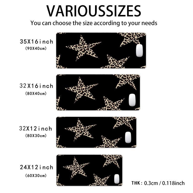 Extra Large Black Leopard Star Mouse Pad Stylish Gaming Mouse Pad 35x16 Inch Computer Keyboard Mousepad Suitable for Families, Offices and Schools. Perfect Gift for Family Members and Friends Desk Accessories